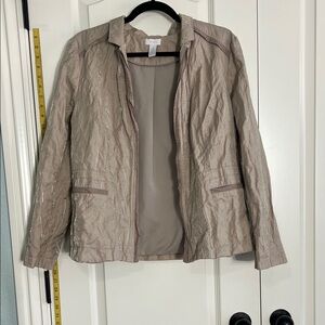 Chico's Light Taupe Shimmer Open-Front Blazer